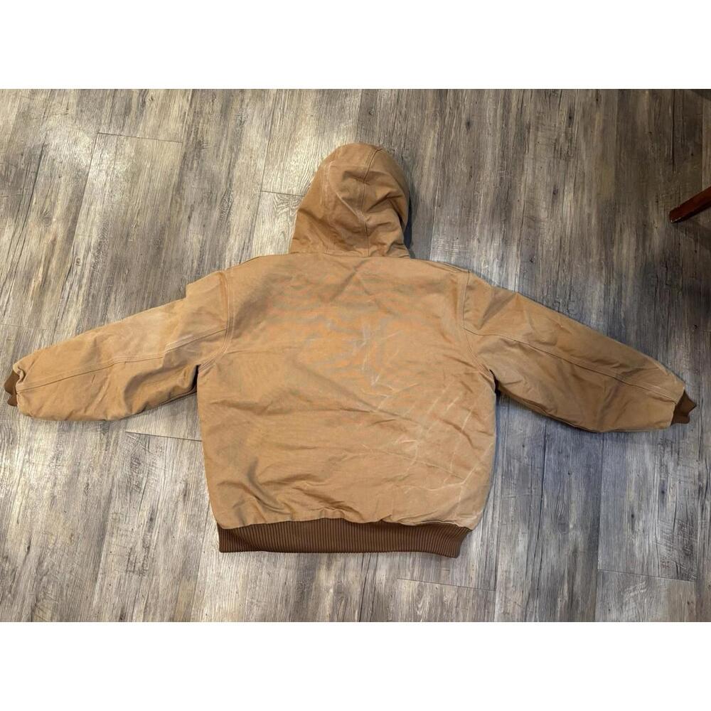 Carhartt Canvas Quilted  Lined Hooded Jacket Men’s XL Tan Brown Heavy Weight - Picture 2 of 7